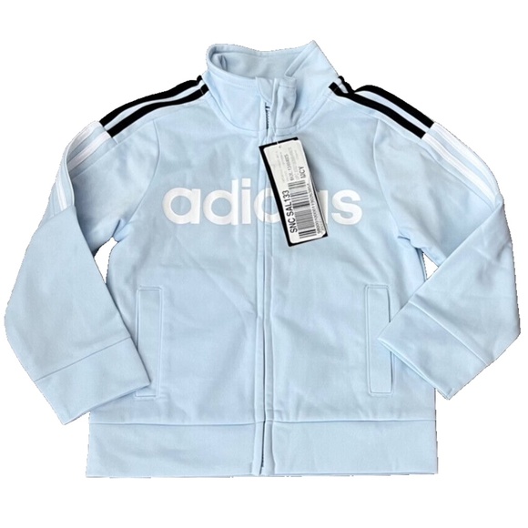 adidas Baby-Boys Zip Front Tricot Jacket , Light Blue/Black Size 24 Months - Picture 3 of 9